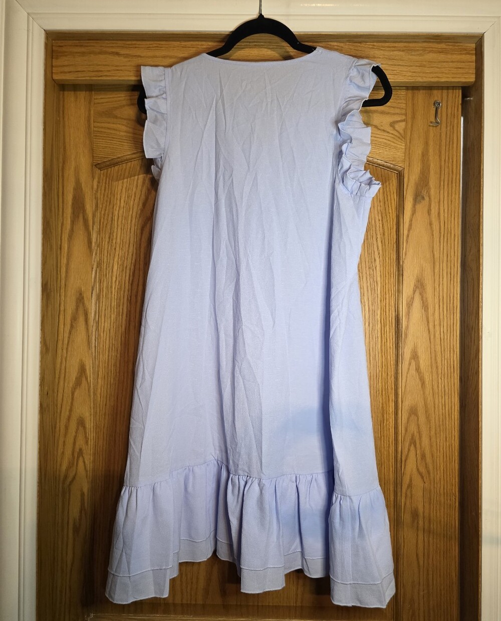 Cupshe Women's Light Blue Ruffle Button-Front Dress - Picture 2 of 4